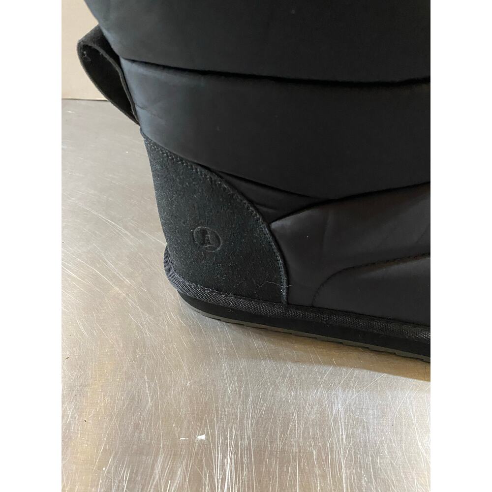 Womens Lands End Black Puffy Quillted Slipper Booties Faux Fur Lined 11 - Picture 5 of 7